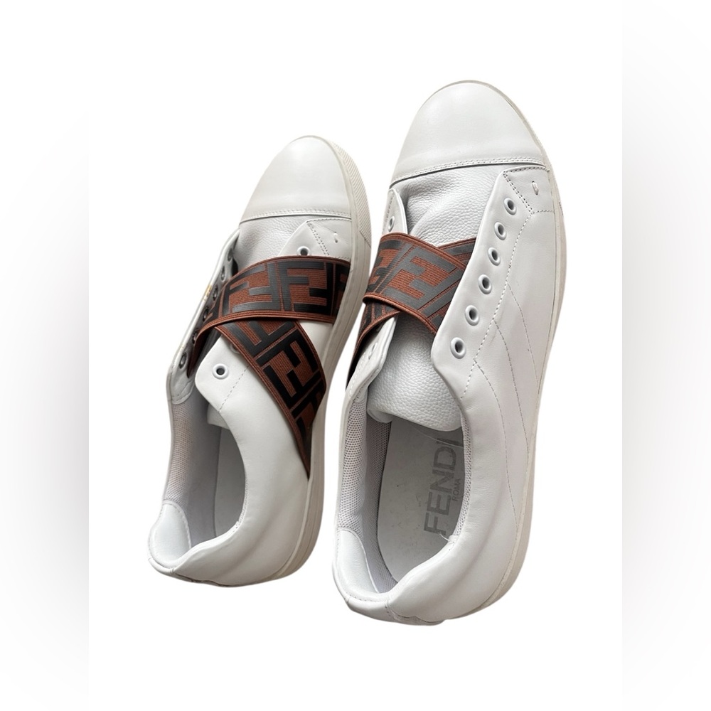 Fendi White and Brown Men's Sneakers